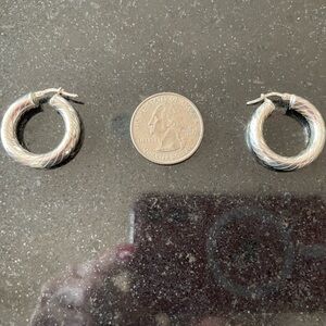 Sterling Silver Fancy hollow Hoop Earrings